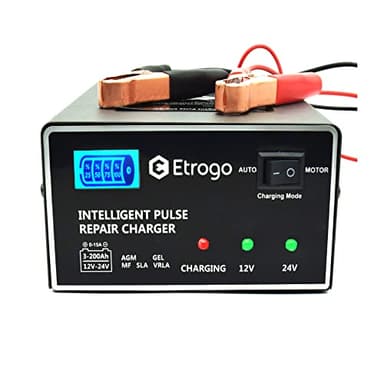 Etrogo Caricabatteria al Piombo Automatico 12V 24V 10A Caricabatterie Rapido Caricabatterie a Impulsi con Schermo LED a Barra