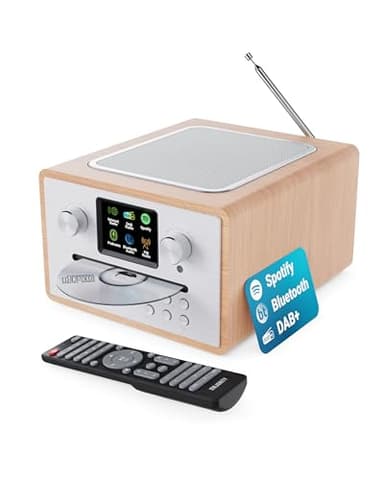 Majority Homerton 2 Internet, DAB, radio FM e lettore CD | 40 preset radio | Plug and Play universale | Spotify & Podcast | Radio Dab con Bluetooth, radio Wi-Fi, radio Internet | Oak