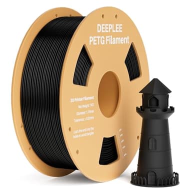 DEEPLEE Filamento PETG 1,75 mm, Filamento per Stampante 3D PLA, Precisione Dimensionale +/- 0,02 mm, per la Maggior parte delle Stampanti 3D FDM 1KG Nero