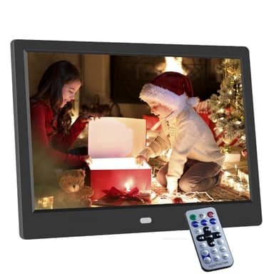 Cornice Digitale da 10,1 Pollici, Schermo IPS 1024x600 Cornice Digitale Elettronica Intelligente, Video/Musica/Immagini 720P/1080P Gioca, con Calendario/Orologio/Telecomando