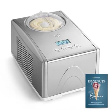 SPRINGLANE Gelatiera Emma 1,5 L con compressore autoraffreddante 150 W, in acciaio inossidabile con contenitore per il ghiaccio rimovibile (Argento, 1.5 L)