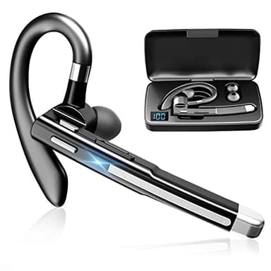 Auricolare Bluetooth, 64 Ore di Conversazione in HD CVC8.0 Cuffie Bluetooth Singolo Vivavoce con Cancellazione del Rumore a Doppio Microfono con LED Custodia di Ricarica per Guida/Lavoro/Ufficio