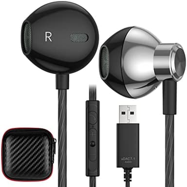 ACAGET Cuffie USB per Computer,PC Gaming Cuffie con Filo Stereo HiFi Semi In Ear Cuffie PC USB con Microfono Cancellazione del Rumore Controllo del Volume per PC/Mac/Laptop/Chromebook/per PS5/Windows