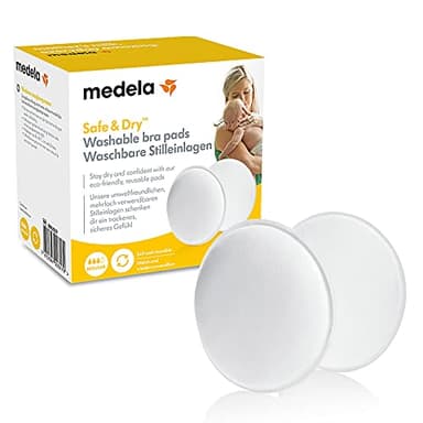 Medela Safe & Dry Coppette Assorbilatte Lavabili per il Seno, Traspiranti, Confezione da 4, Riutilizzabili