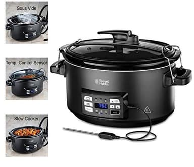 Russell Hobbs Multicooker 3 in 1 - Cottura Lenta, Sottovuoto, Cottura con Sensore Temperatura Interna - Pentola in Ceramica Pesante da 6,5 ​​L; Display Digitale con Temperatura; 25630-56