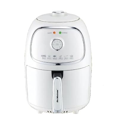 Friggitrice Ad Aria Senza Olio Bianca retrò 1000 W 2 L Capacità 1-4 Persone 6 Programmi Di Cottura Touch Timer 200°