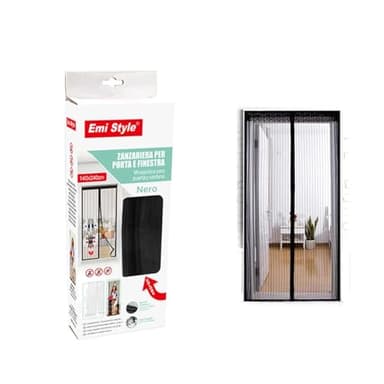 Tenda Zanzariera Magnetica Per Porta, 140X240cm, Colore nero, Zanzariera Anti Insetti Con Adesivo, Facile da Installare