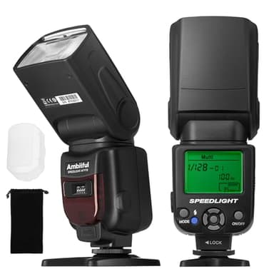 AMBITFUL AF970 Camera Flash Speedlite per Canon Nikon Sony Olympus Fuji Panasonic, flash wireless 2.4G, Recycle Time 0.1-2.5s, Adjustable Flash Head W/LCD Panel &Single-Contact Hotshoe
