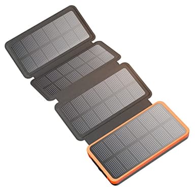Powerbank Solare 25000mAh Hiluckey Caricabatterie Solare Portatile con USB C Ricarica Rapida e 4 Pannelli Solari Impermeabile Batteria Esterna per Smartphone, Tablet e Campeggio
