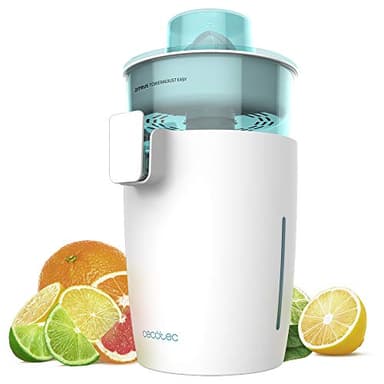 Cecotec Zitrus TowerAdjust Easy Spremiagrumi elettrico, potenza 350 W, filtro regolatore polpa, 2 coni staccabili, tamburo senza BPA, capacità 0,5 L bianco