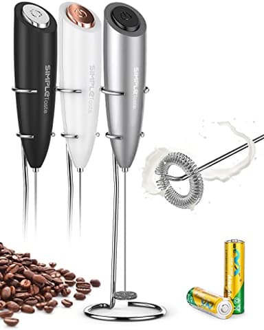 SIMPLETASTE Frullino Montalatte Schiumatore Cappuccinatore per Latte Schiumalatte, Cappuccino, Grigio, Batterie Incluse