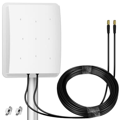 Antenna 5G Antenna 4G LTE Esterna Doppia Polarizzazione 14DBi Antenna WiFi 698-2700 | 3300-3800 MHz Antenna Direzionale Router Antenna Esterna MIMO SMA / 2 x TS9 Antenne, 2x10M Cable,3G/4G/5G/GSM/GPRS
