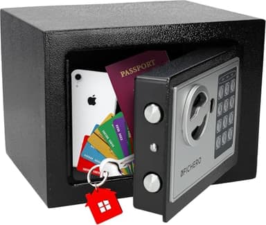 Silvergear® Piccola Cassaforte con Serratura Elettronica e Codice da 3 a 8 Cifre |in Acciaio con 2 Chiavi di Emergenza per la Custodia di Denaro e Gioielli
