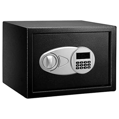 Amazon Basics Cassaforte in Serratura con tastiera digitale, 14 L, 35 x 35 x 25 cm (larghezza x profondità x altezza), per custodire denaro, contanti, gioielli, documenti, Nero