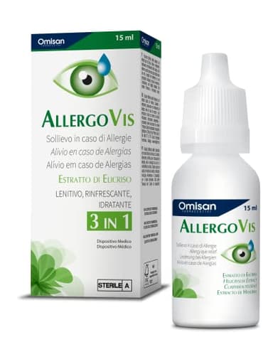 Allergovis 3 in 1 - Lenisce, rinfresca, idrata occhi irritati. Collirio con estratti naturali di Elicriso - 15 ml
