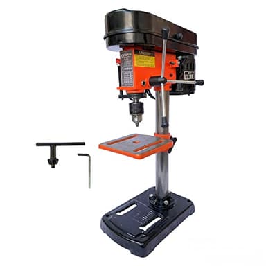 Trapano a Colonna da Banco Elettrico 350W 5 Velocità 580-2650 Giri/min con Mandrino 13mm piano di lavoro inclinabile, girevole e regolabile