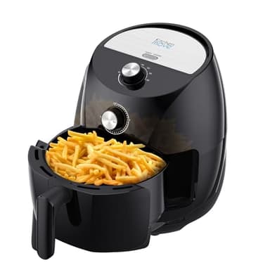 Kitchen Move Tornado elettrico senza olio, friggitrice ad aria calda, 3,5 l, 1400 W, veloce in un solo tocco, con timer con Consiglio di cottura, 3,5 litri, nero