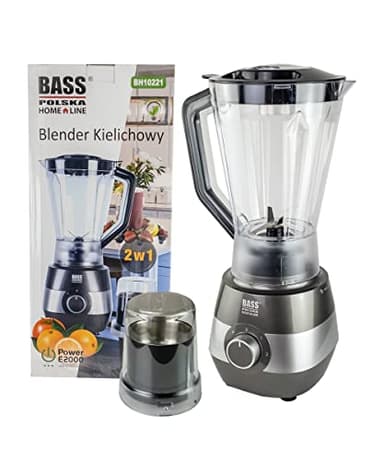 BASS POLSKA Set mixer con macinacaffè, macinacaffè, frullatore, mixer - senza BPA - lavabile in lavastoviglie, in acciaio inossidabile