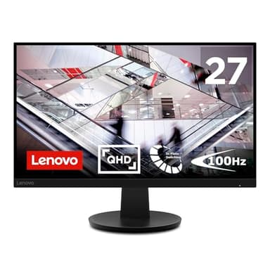 Lenovo N27q Monitor 27" QHD (2560x1440) IPS, 4ms, 100Hz, HDR, Frameless, Regolabile, HDMI 2.1 + DP, Low Blue Light/Flicker Free, VESA 100x100