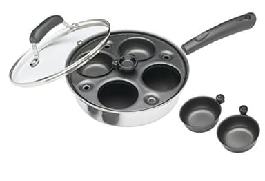 KitchenCraft Egg Poacher, padella per uova in acciaio al carbonio, padella per 4 uova, 21 cm (11''), argento