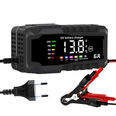 YONHAN Caricabatterie da Auto,6A/12V LiFePO4 Carica Batteria per Auto di Carica Multi Protezioni di Carica Automatico Caricatore Intelligente, Mantenitore Batteria Moto con Schermo LCD Touch Screen