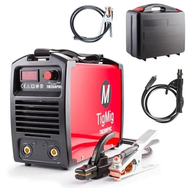TIGMIG Saldatrice Inverter Ad Elettrodo MMA, Fino a 200 Ampere, Con Funzione TIG LIFT, Modello TM 200 PVC, Tecnologia IGBT, Stick, Assistenza e Garanzia Italia