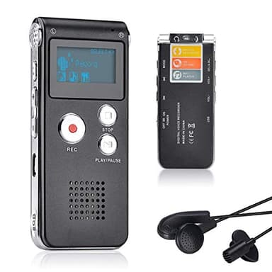 Lychee Professionale Registratore Vocale Digitale Portatile, 1536kbps,8 GB Multifunzionale USB Digital Audio Voice Recorder con Lettore MP3 (Nero)