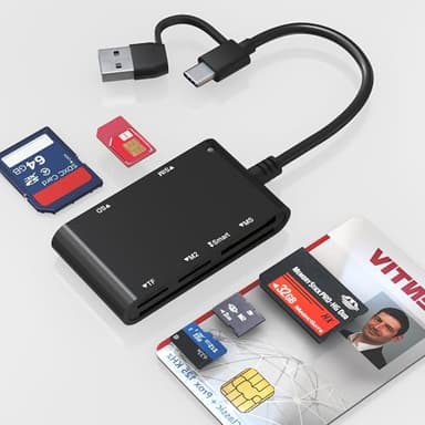 Smart Card Lettore per Firma Digitale - Tessera Sanitaria CNS/CRS/MicroSD/SD/MMC/SIM/M2/Memory Stick Pro Duo 7 in 2 per Windows