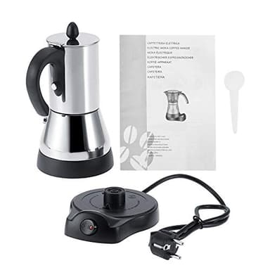 mumisuto Caffettiera Moka in Acciaio Inox, 300ml Caffettiera Elettrica, Macchina per Caffè Espresso, Cucina Domestica Staccabile Elettrica Caffettiera Espresso Moka, Adatta All'Induzione, 480W, 220V