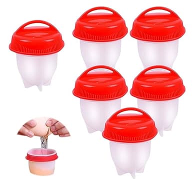 AWAVM Cuociuova in silicone antiaderente, senza guscio, 6 pezzi, per cuocere le uova in camicia, per cucinare velocemente le uova per la colazione