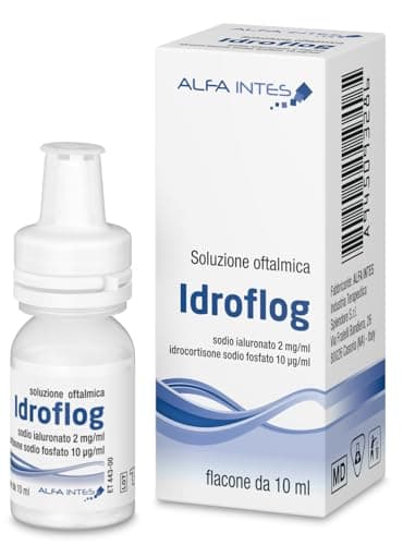 Idroflog – Collirio sterile con acido ialuronico idratante e lubrificante per occhi secchi, Flacone da 10 ml, senza conservanti