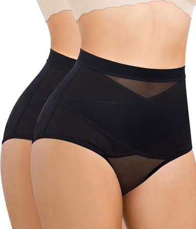 Bingrong Mutande Pancera Contenitiva Donna (Pacco da 2) Intimo Contenitivo Modellante Dimagrante Guaina Mutande Contenitive Slip Pancia Piatta (IT, Testo, M, Regular, Regular, Standard, 2 x Nero)