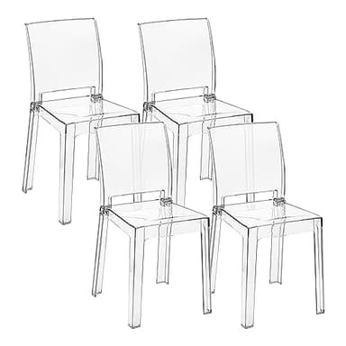 Baroni Home Set di 4 Sedie in Policarbonato Trasparente Resistente, Smontabile in 2 Pezzi, Seduta Ergonomica con Schienale Incurvato, 36x81x43 cm