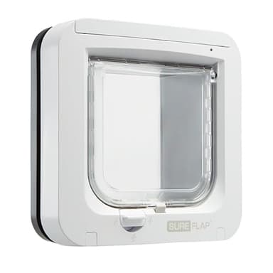 Gattaiola con lettore di microchip SureFlap Sure Petcare, compatibile Targhetta per collare RFID e microchip, un pulsante, per porte, finestre e pareti, Grigio/Bianco, rich. 4 batterie AA (non incl.)