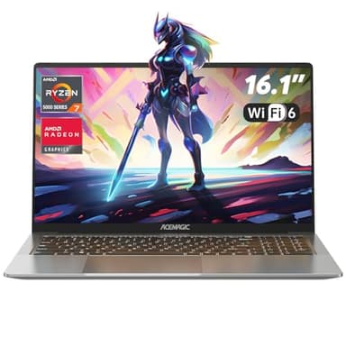 ACEMAGIC Gaming Notebook AMD Ryzen 7 5825U(Battere i7-1355U),16,1" Full HD Laptop,Tastiera Retroilluminata PC Portatile in Offerta con Tastiera Italiana,RAM 16GB NVME SSD 512GB,WiFi 6,HDMI,Grigio