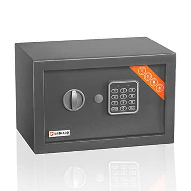 Brihard Home Cassaforte Elettronica - Cassaforte a codice 20x31x20 cm - Scatola di sicurezza, tastierino digitale blocco e LED - Finitura antigraffio