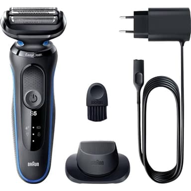 Braun Series 5 Regolabarba Uomo, Rasoio Elettrico Barba, Rifinitore Di Precisione EasyClick, EasyClean, Wet&Dry, Ricaricabile, Rasoio A Lamina Senza Fili, Idea Regalo 51-B1200s Blu