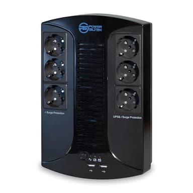 Power Siltek UPS Multipresa Shuko EA285P - Gruppo di Continuità, Potenza Reale 850VA/510W, Computer Power 1275VA/867W, per PC Desktop, Modem - Software Incluso