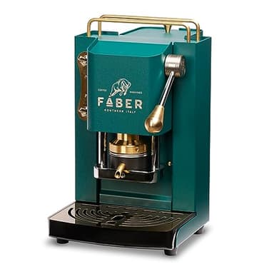 FABER COFFEE MACHINES | Modello Pro Mini Deluxe | Macchina caffe a cialde ese 44mm | | Pressacialda in ottone regolabile (BRITISH GREEN)