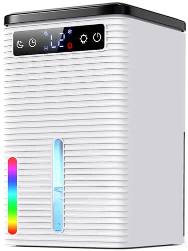 Deumidificatore 2500ML, Deumidificatore Casa Muffa Portatile con Timer 2-12 Ore e 7 Luce LED, Spegnimento Automatico, 30dB Ultra Silenzioso, Ideale per Camera da Letto, Bagno, Armadio, 750ml/24H