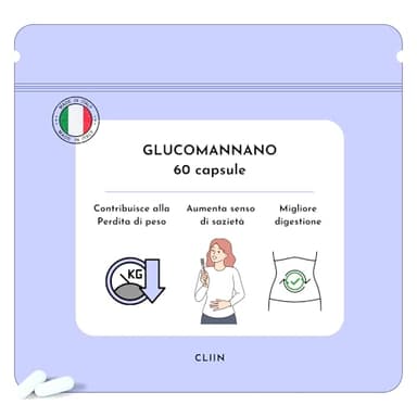Glucomannano forte dimagrante, Bustine integratore alimentare Made in Italy, 60 capsule, Brucia grassi potenti veloci glucomannano, Fibre naturali, Aumenta il senso di sazietà, Soppressore appetito