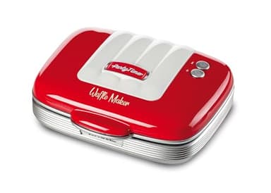 Ariete 1973 Waffle Maker Party Time - Piastra Elettrica per Waffle - Piastre Antiaderenti - 700 Watt - Rosso