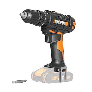 WORX WX370.9 - Trapano avvitatore a percussione a batteria, 20 V, 50 Nm, 2 marce e luce LED, per avvitare, forare e trapano a percussione, 20 livelli di coppia + livello di foratura + funzione di