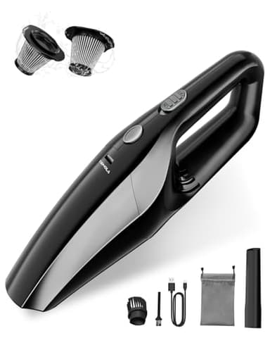TEMOLA Aspirapolvere Auto Potente, Aspirabriciole Senza Fili con motore brushless 12000Pa, Aspirapolvere per Auto in acciaio inox HEPA, Aspirapolvere Portatile per accessori auto, casa, ufficio