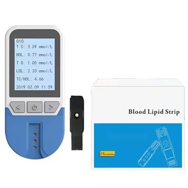 Wsexyy Misuratore di Prova del Colesterolo, Kit di Misuratore Lipidico Multifunzione per TC TG HDL LDL, Tester Lipidico nel Sangue con 25 Strisce, 200 Serie di Valori di Memoria