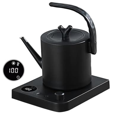 Bollitore in acciaio inox con regolazione della temperatura, bollitore a collo di cigno da 1 l, 1000 W, base a 360°, intelligente anti bruciore, protezione automatica Power Off ad alta temperatura,