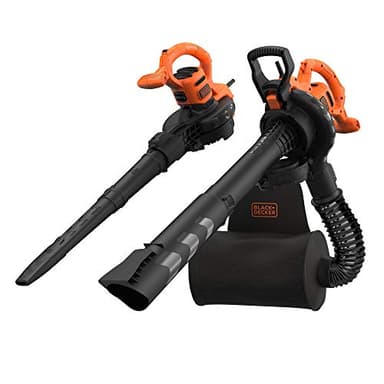 BLACK+DECKER BEBLV290-QS Soffiatore, Aspiratore, Tritturatore 2900W, Velocità di Soffiaggio Fino a 390 Km/h, con Zaino Raccogli Foglie da 55L