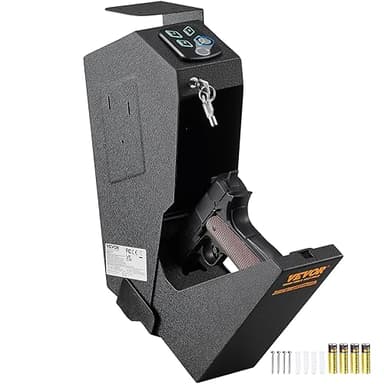 VEVOR Cassaforte per Pistole in Acciaio Cassaforte Biometrica per 1 Pistole 3 Modi di Tasti Sblocco per Impronte Digitali Combinazione per Gioielli Documenti Pistole Uso Domestico Cassaforte Pistole