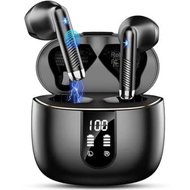 Cuffie Bluetooth 5.4, 2025 Auricolari Bluetooth 56H Stereo Cuffie Wireless In Ear con 4 ENC Mic, Cuffie Senza Fili Cancellazione Rumore Cuffiette Sport IP7 Impermeabili Earbuds LED Display