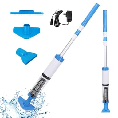 Aspiratore per Piscina con Batteria, 3 en 1 Aspiratore Portatile per Piscina con Manico Telescopico, Aspiratore a Mano per Piscina Senza Fili per Piccole Piscine, Spa, Vasche Idromassaggio